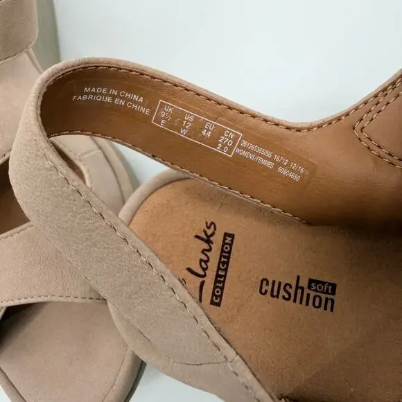 Clarks Collection Reedly Juno Wedge Nubuck Sandals Soft Cushion Womens US 12W - Picture 5 of 12
